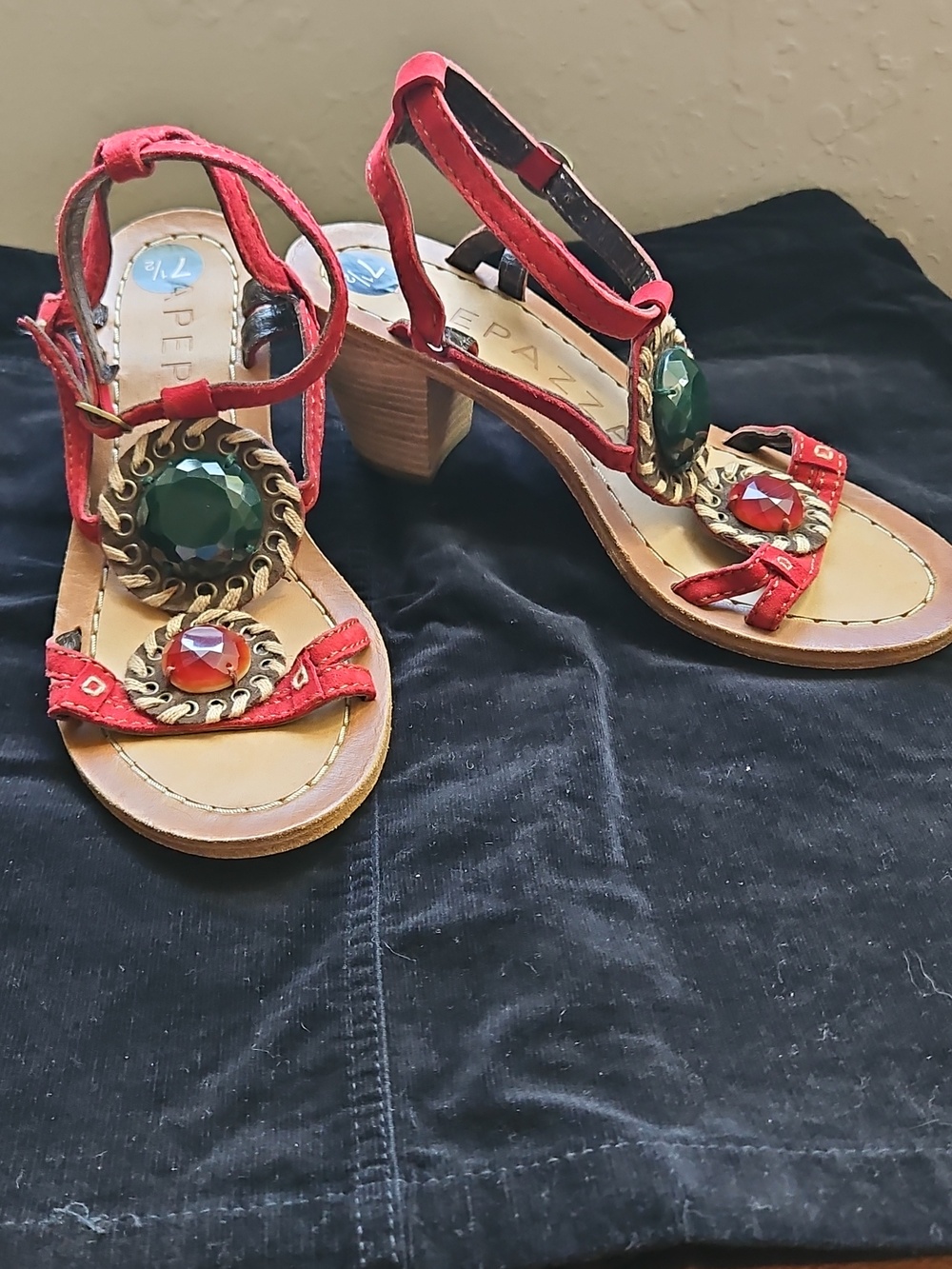Anthropologie Apepazza Jeweled Heeled Sandal Size 7.5, Made In INDIA